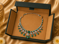 18K White Gold Emerald Diamond Statement Necklace