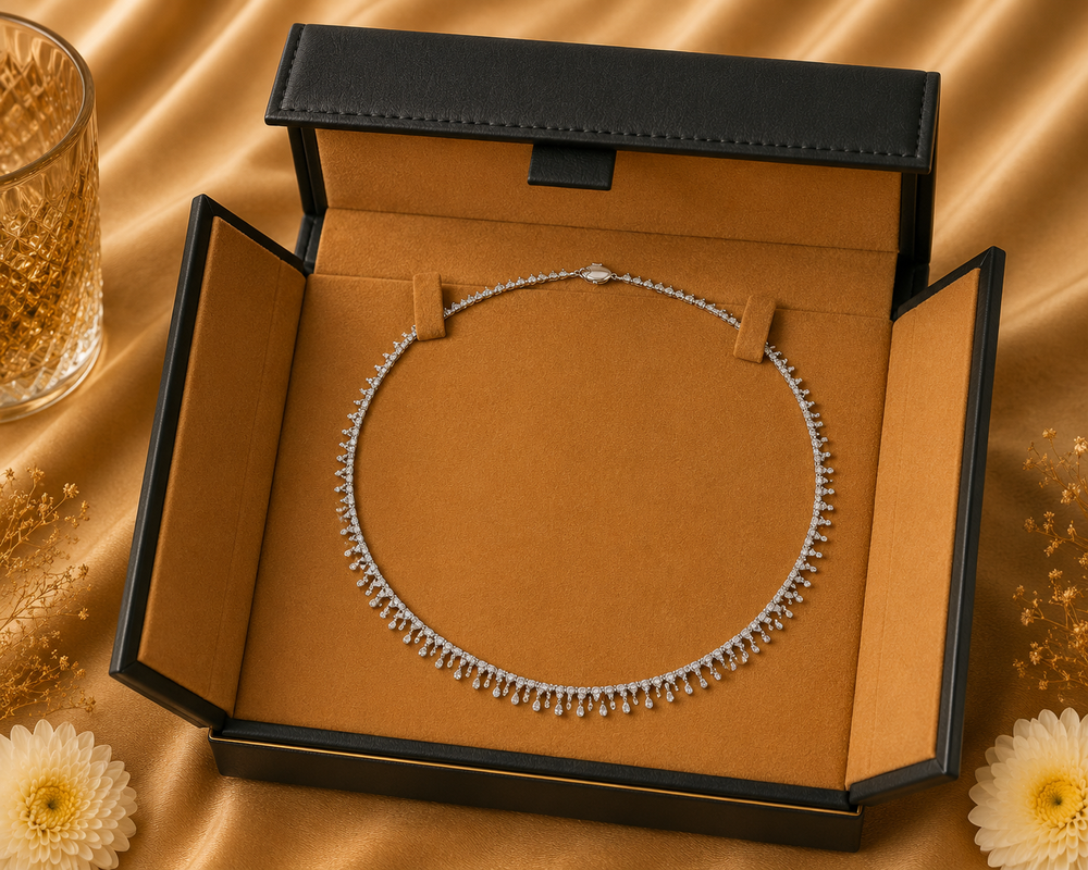 18K White Gold Diamond Tennis Necklace