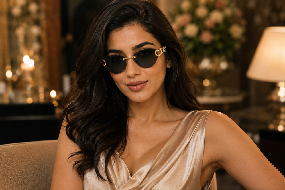 14K Gold Aviator Diamond Sunglasses