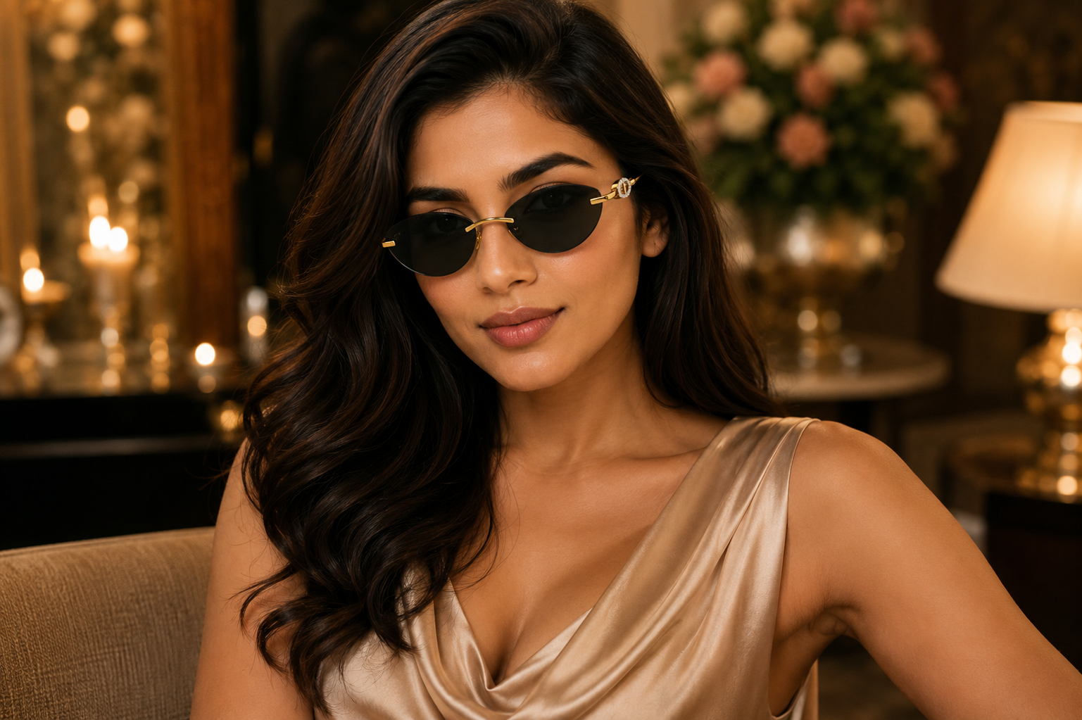 14K Gold Shield Diamond Sunglasses