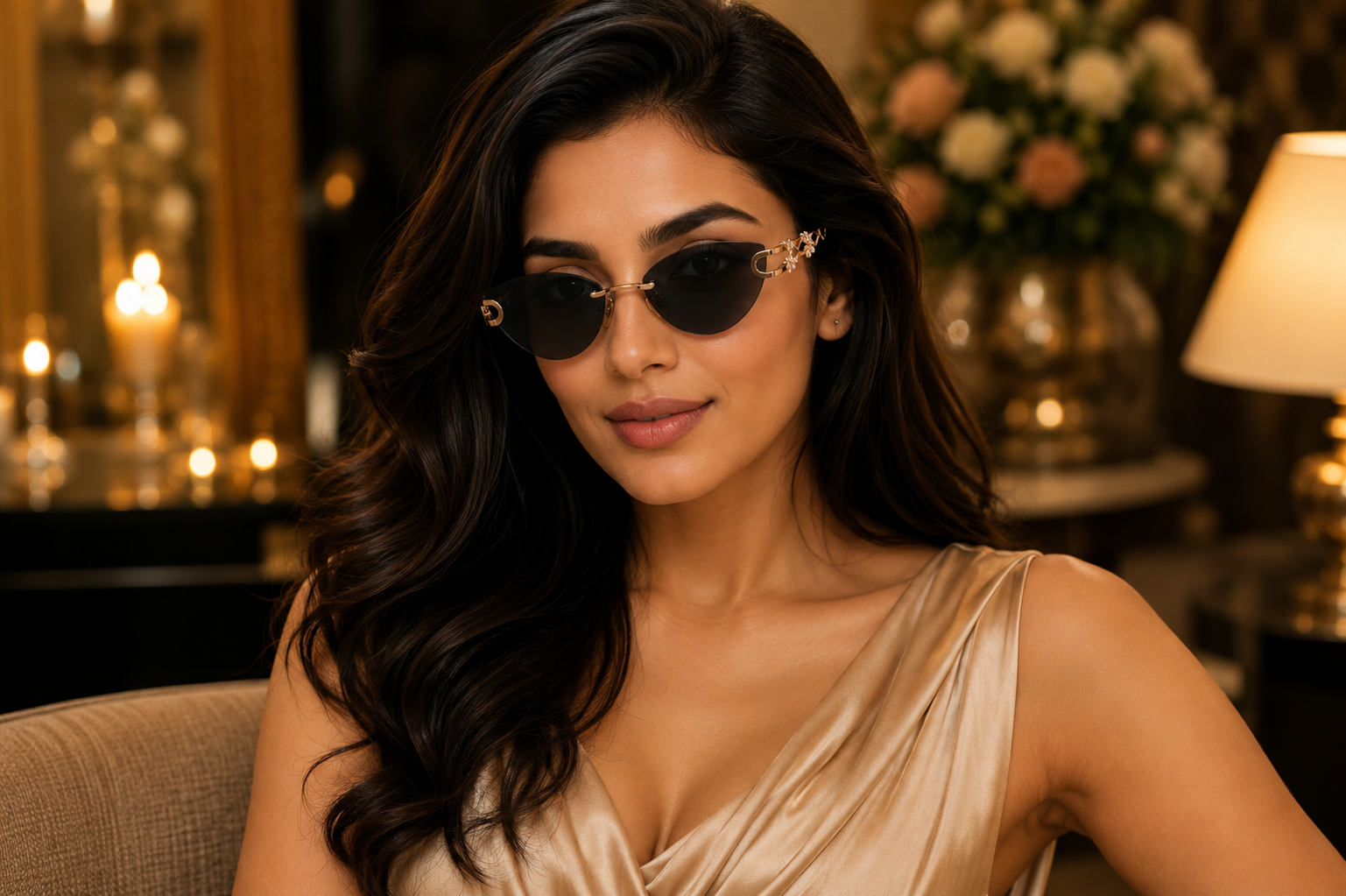 Designer 14K Gold Diamond Sunglasses