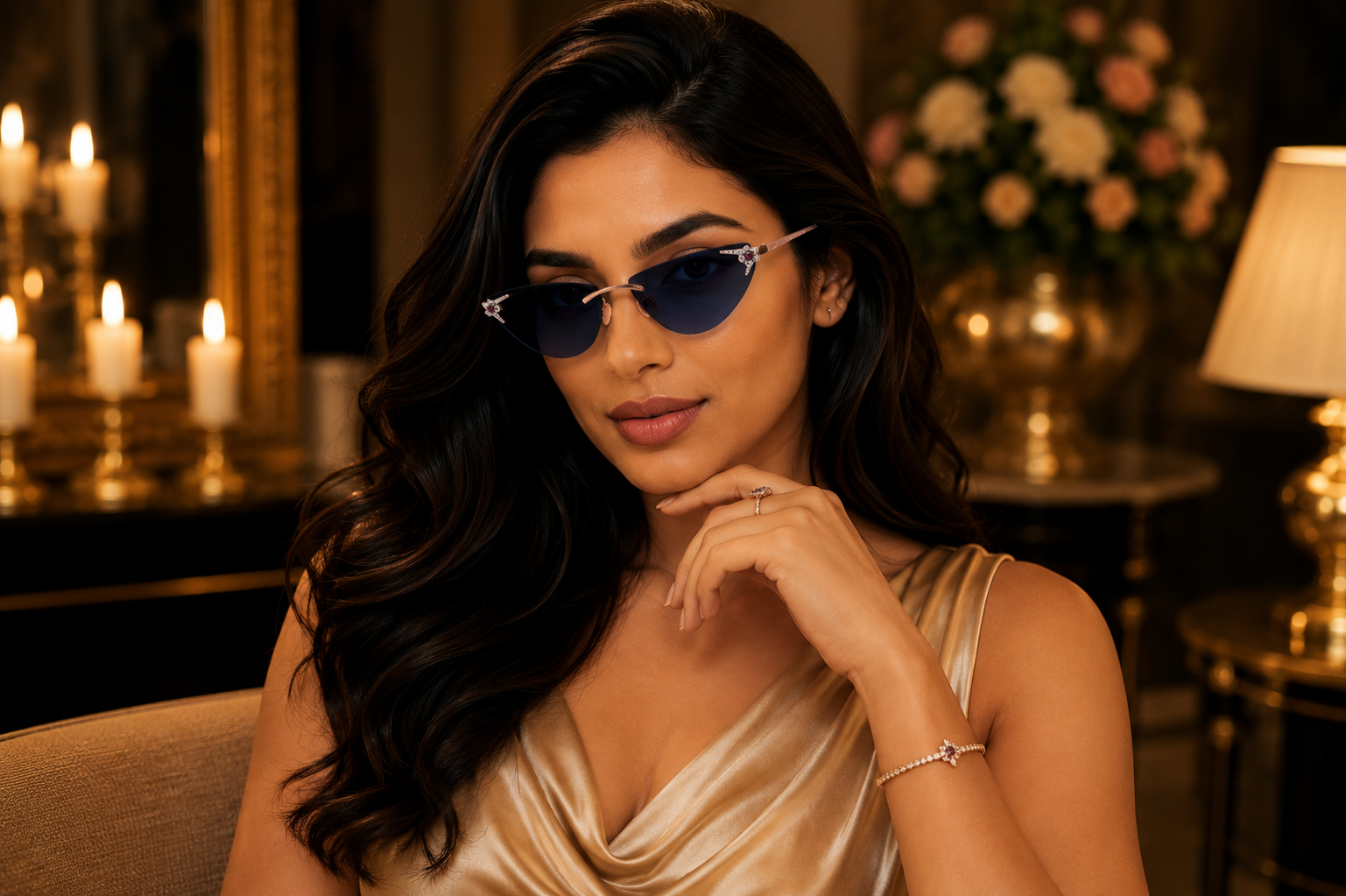 14K Gold Diamond Sunglasses