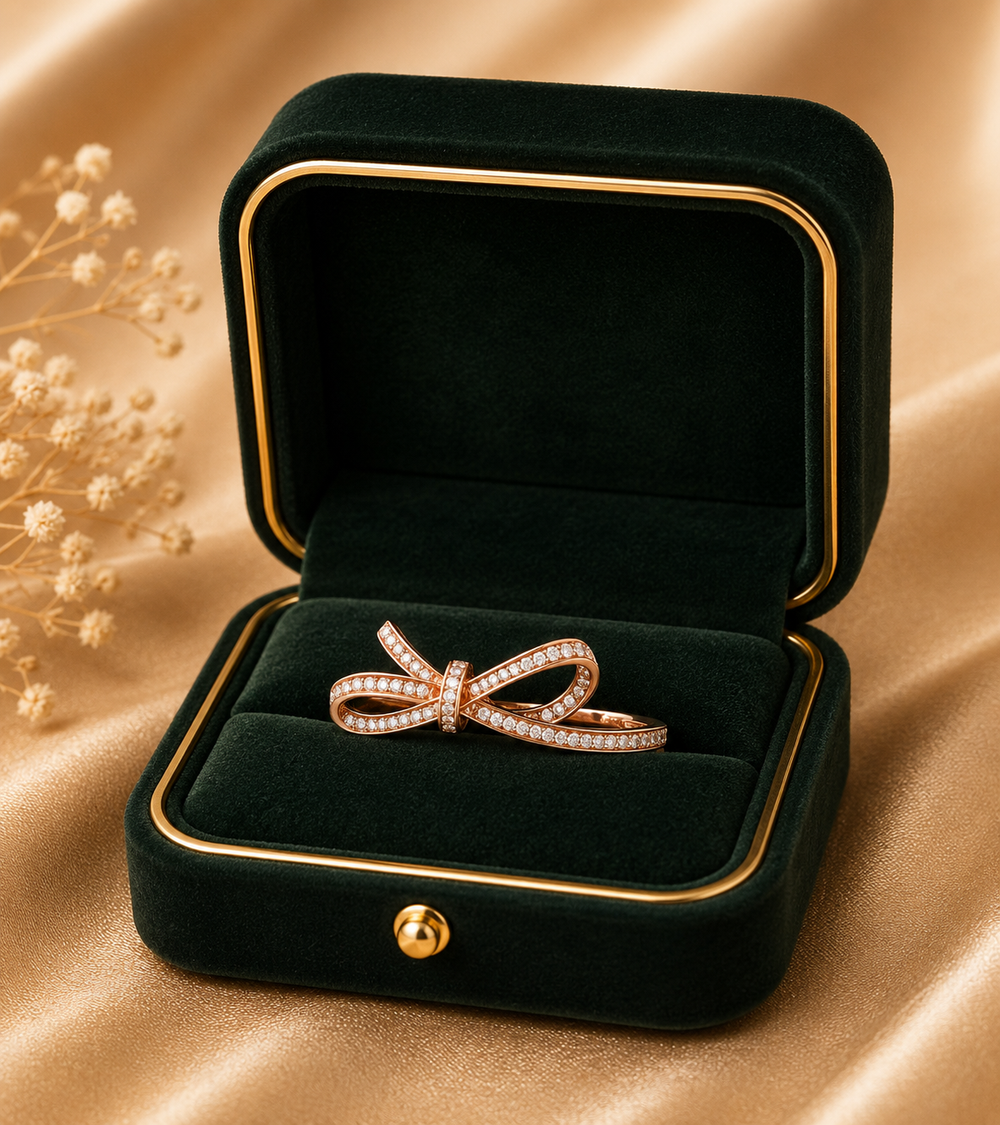 18K White Gold Diamond Bow Ring