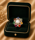 18K White Gold Multi Gemstone Diamond Ring