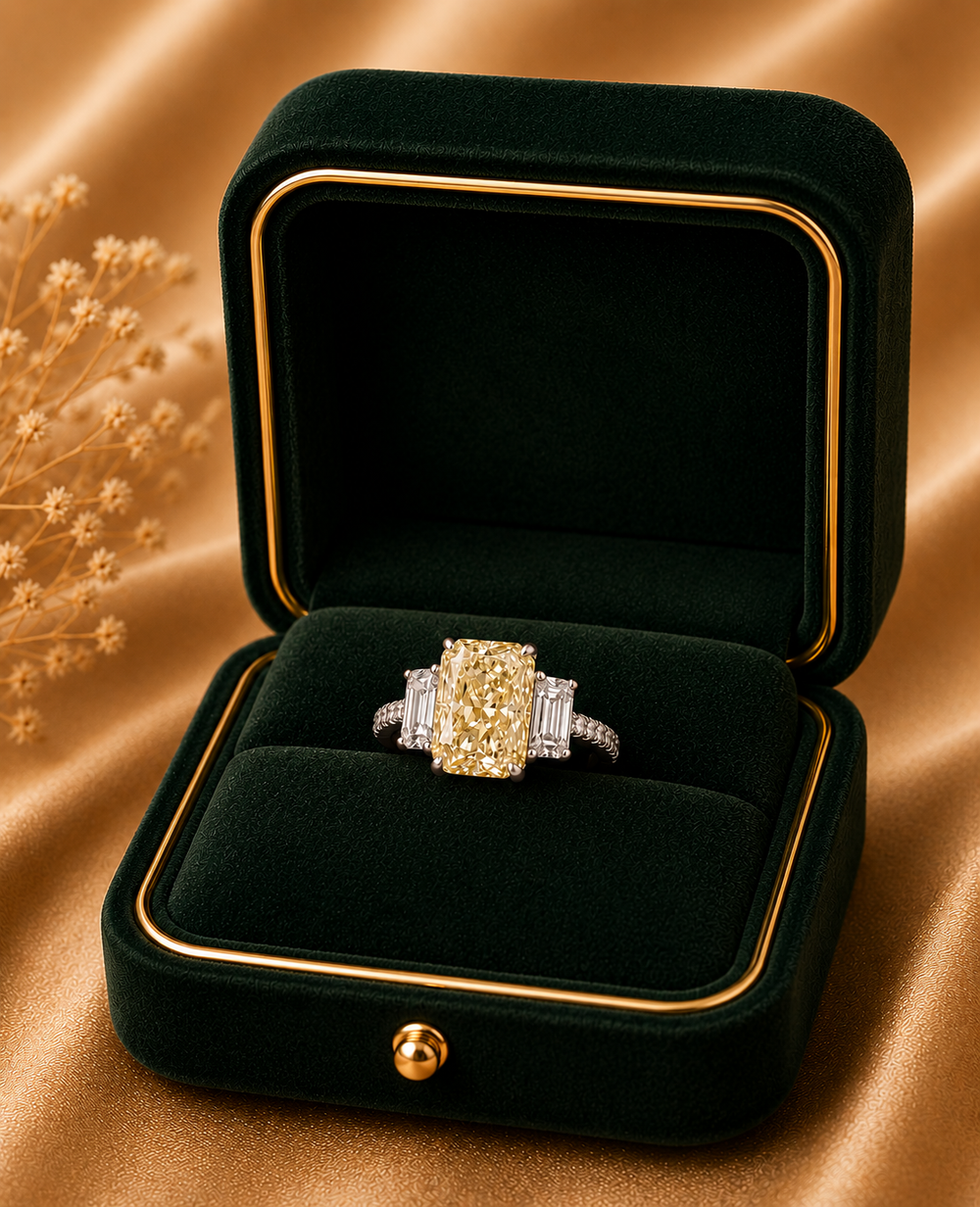 18K White Gold Fancy Yellow Diamond Ring