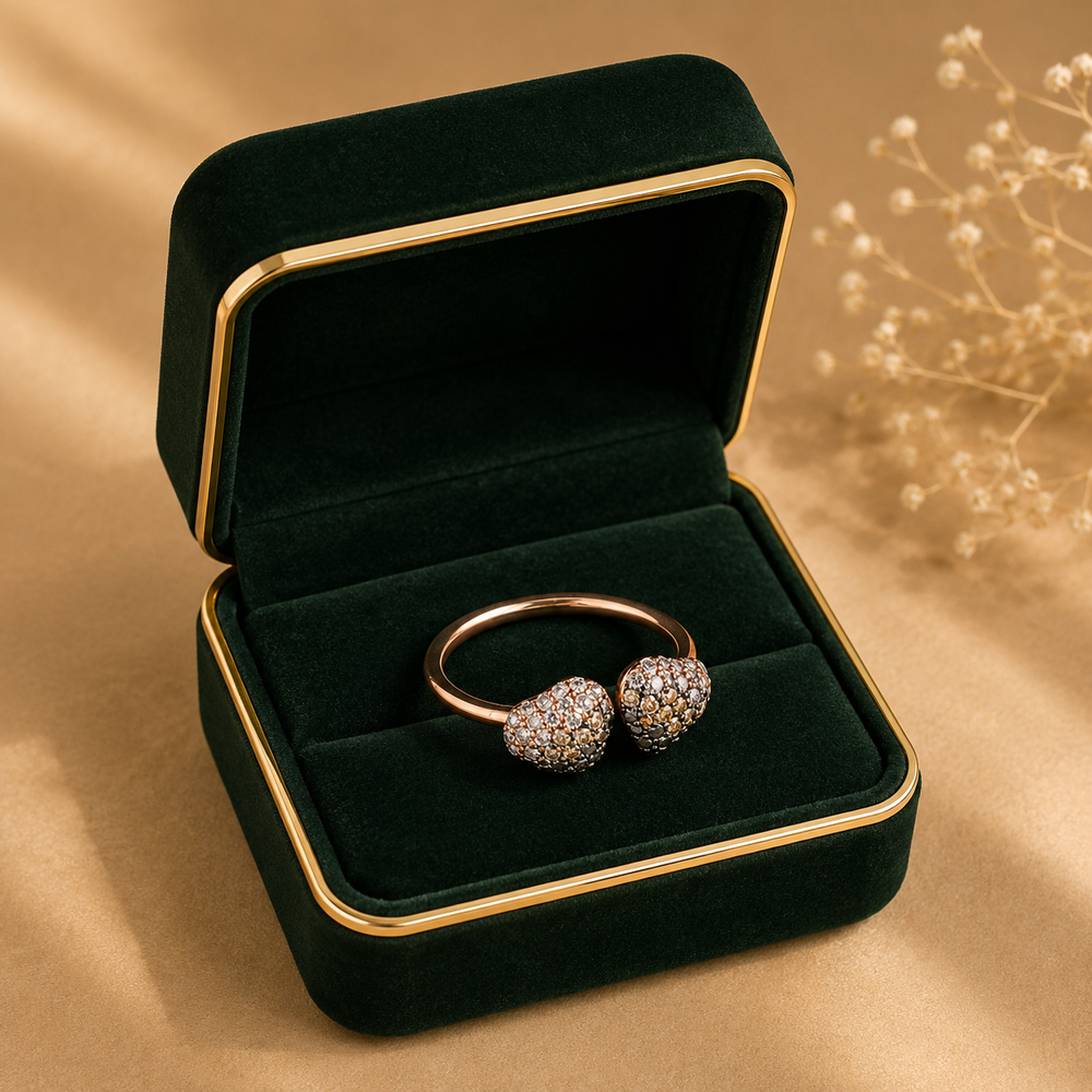 18K White Gold Double Diamond Ring