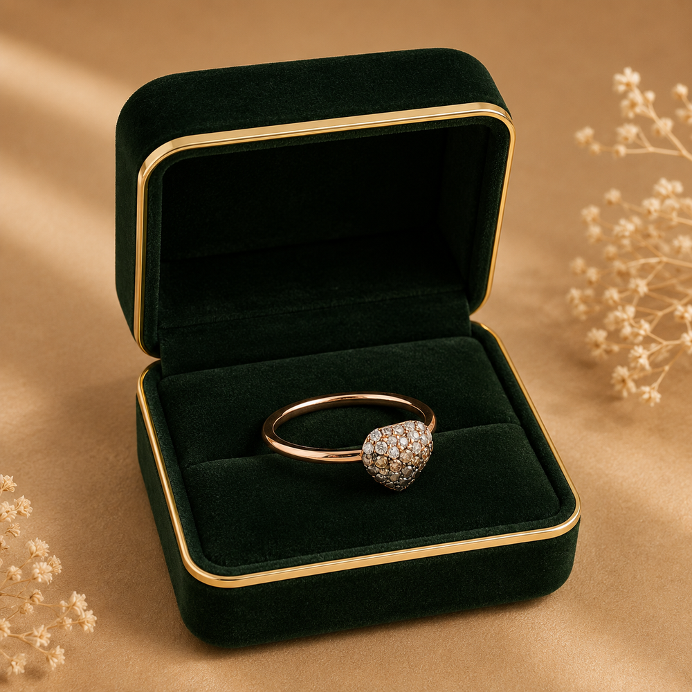 18K White Gold Heart Diamond Solitaire Ring