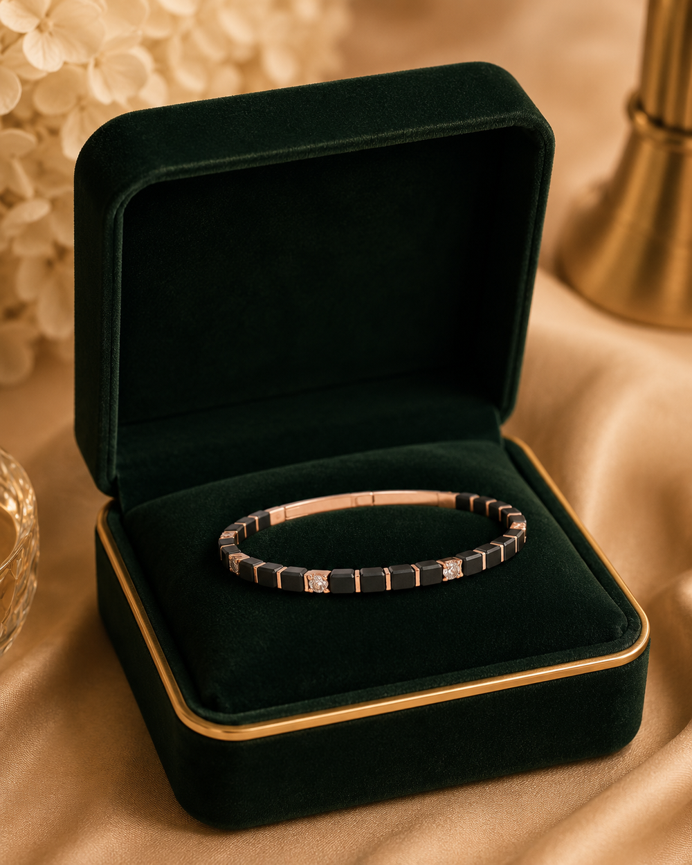 Noir Verde Diamond Tennis Bracelet in 14K Gold