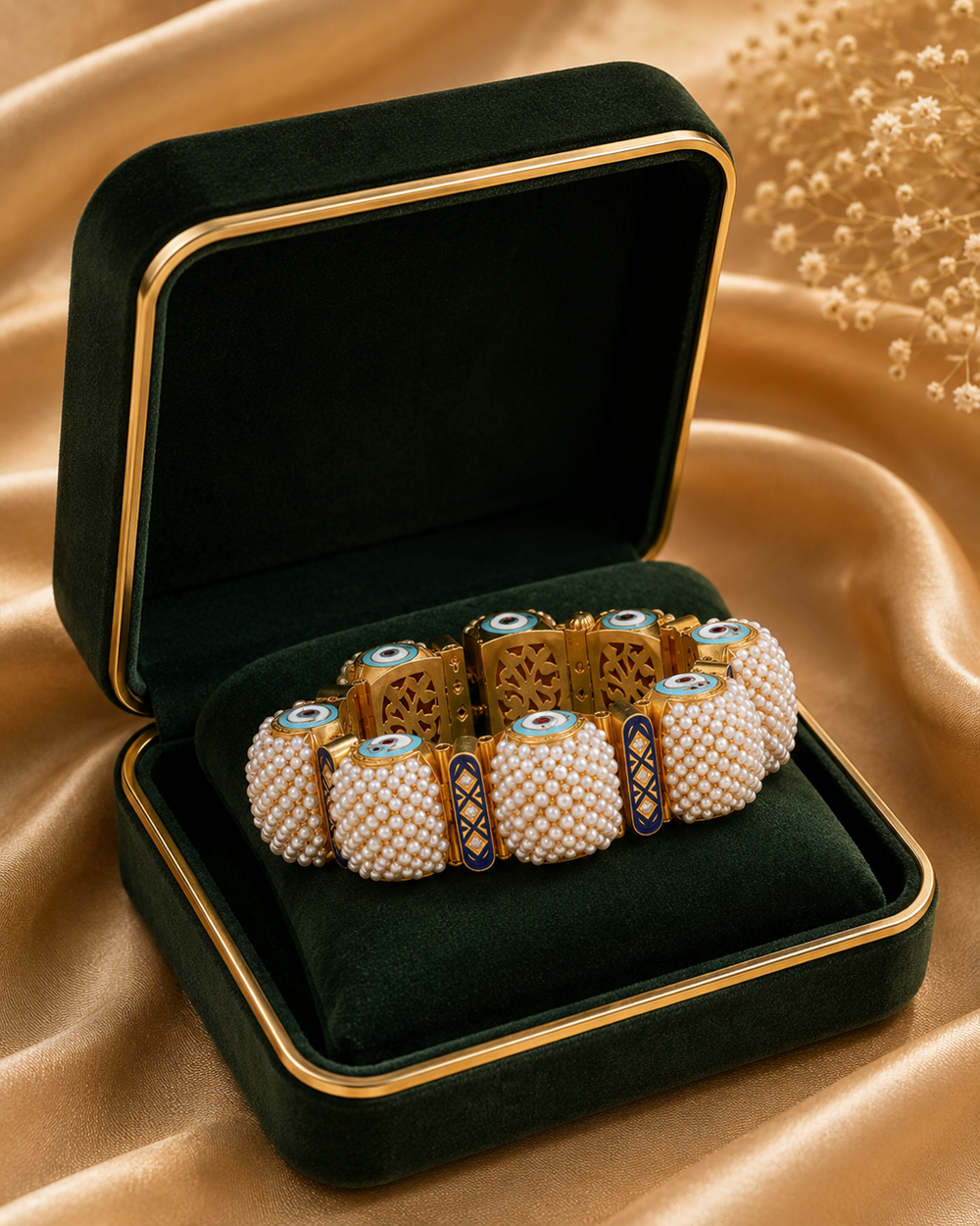 Noor Basra Pearl Heritage Bangle in 22K Gold