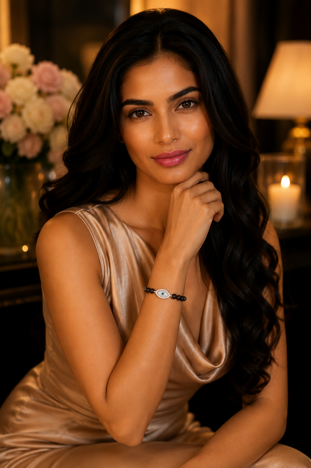 Luna Protect Evil Eye Diamond Bracelet in 14K Gold