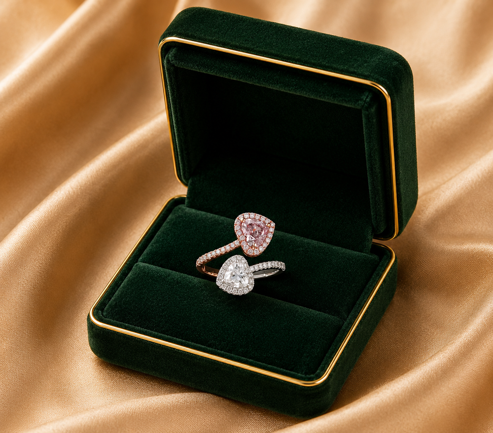 Toi et Moi Blush Diamond Ring in 18K White Gold