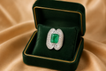 18K White Gold Emerald Cocktail Diamond Ring
