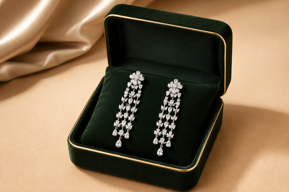 Lumière Royale Diamond Chandelier Earrings in 18K White Gold