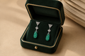 Izzari Emerald Drop Diamond Earrings in 18K Gold | Luxury Fine Jewellery