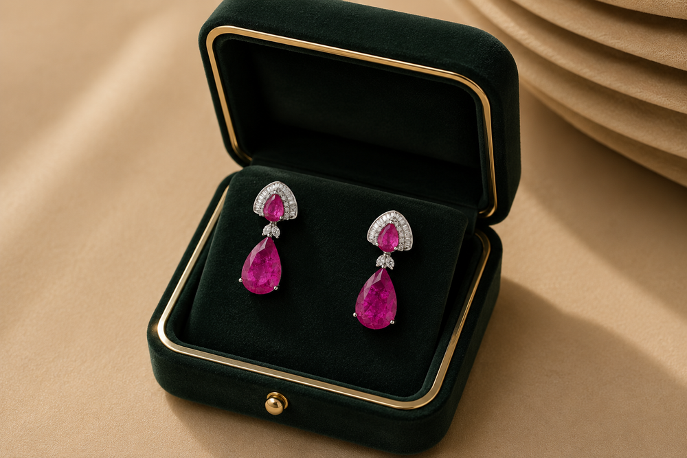 Rosé Eclipse Diamond Drop Earrings in 18K Gold