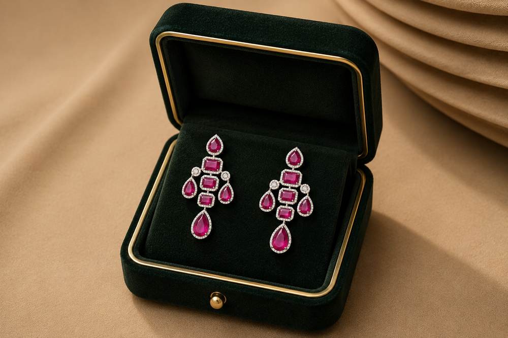 Rouge Royale Diamond & Ruby Drop Earrings in 18K Gold