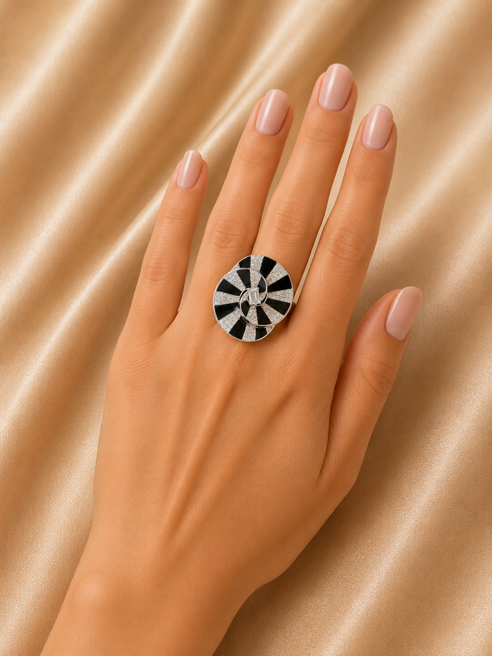 Celestia Noir Diamond Fan Ring