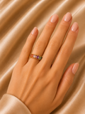 18K Yellow Gold Rainbow Sapphire Eternity Ring