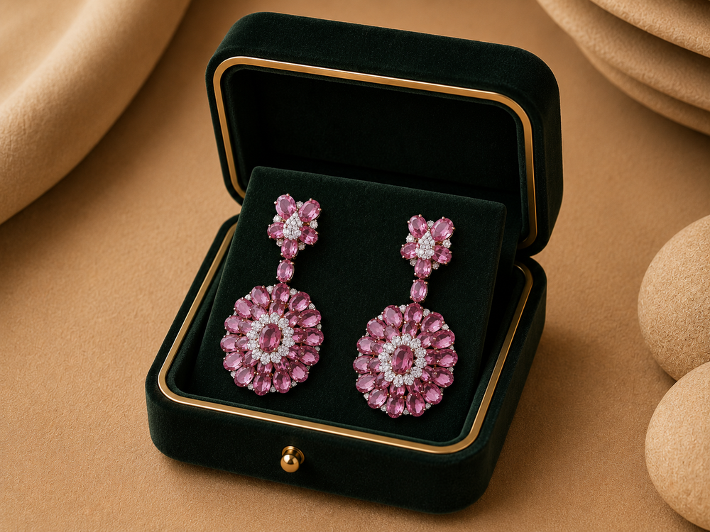 Rosé Petal Ruby Diamond Stud Earrings