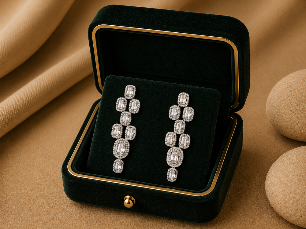 Celeste Diamond Linear Drop Earrings