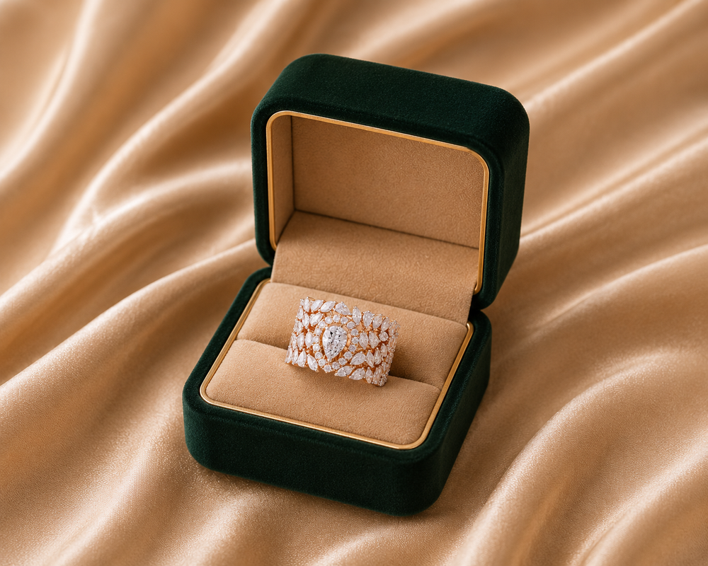 Asterica Illusion Pear Diamond Ring