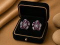 Rosabelle Ruby Floral Diamond Stud Earrings