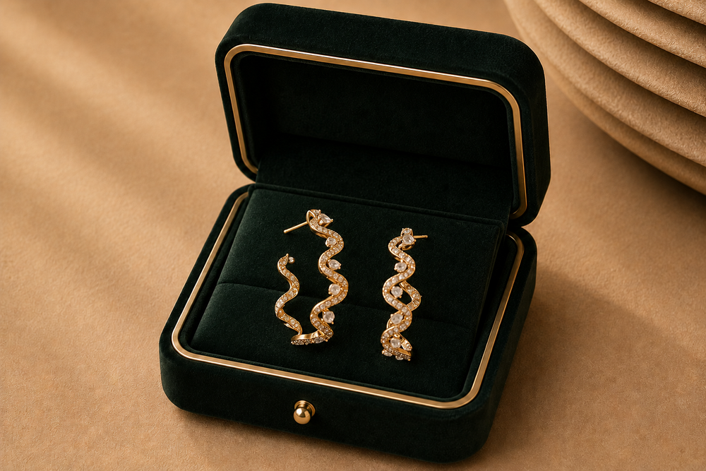Aurelia Wave Diamond Hoop Earrings