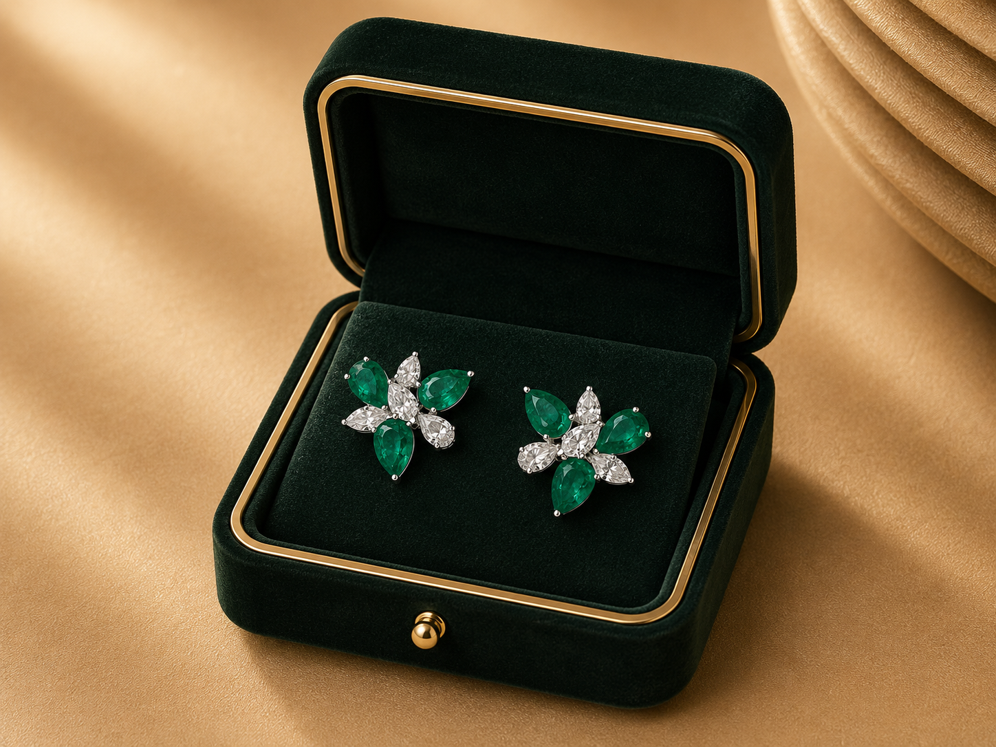 Verde Fleur Emerald Diamond Stud Earrings