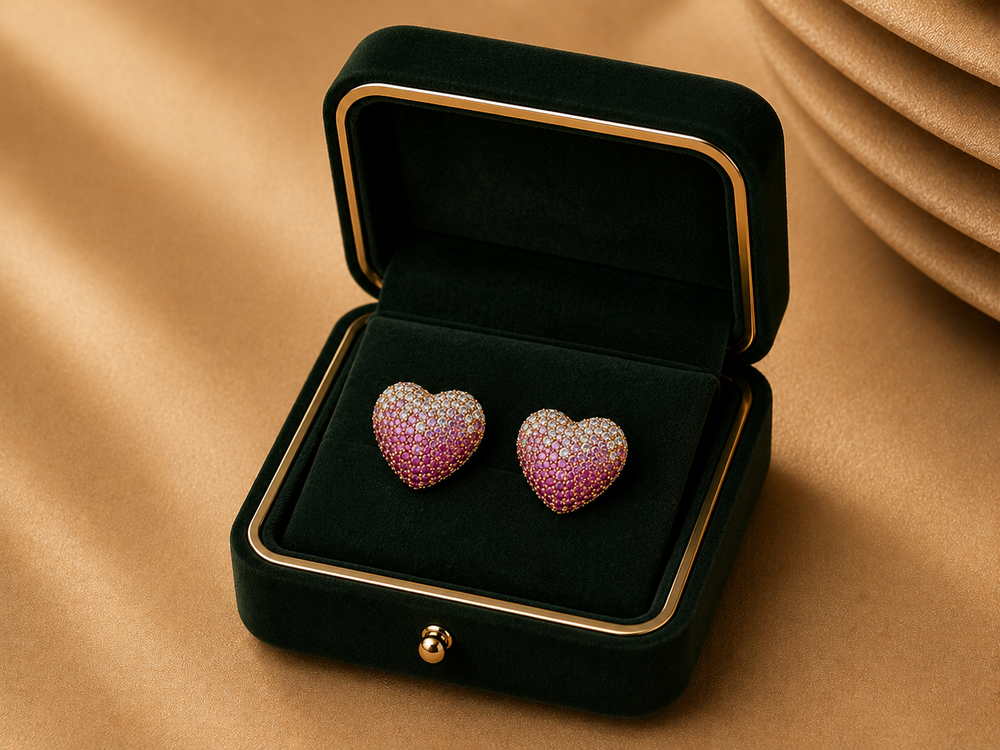Rosé Pavé Pink Sapphire Statement Stud Earrings
