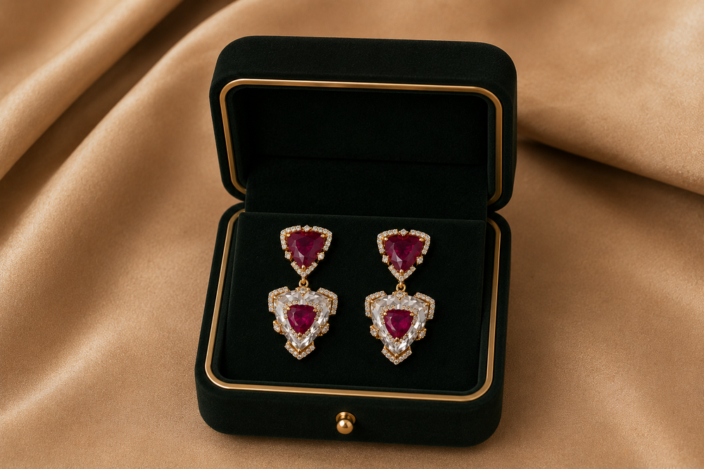 Aurelia Ruby Diamond Statement Earrings
