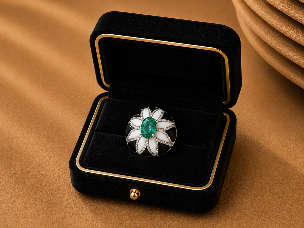 Emerald Noir Shield Ring
