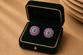 Izzari Roselle Emerald Ruby Floral Earrings
