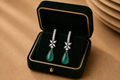 Izzari Verde Lumière Emerald Diamond Drop Earrings