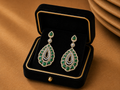 Emerald Royale Natural Diamond Teardrop Earrings in 14K Gold