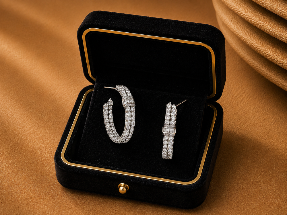 Aurielle Infinity Natural Diamond Hoop Earrings in 18K Gold