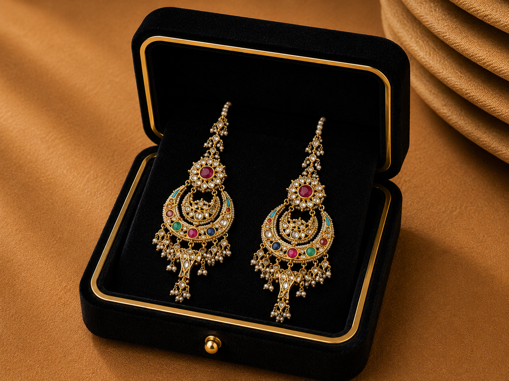 Nooré Polki Heritage Earrings in 22K Gold
