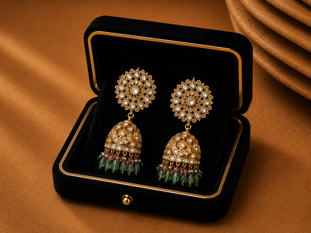 Mehrunissa Grand Heritage Earrings in 18K Gold