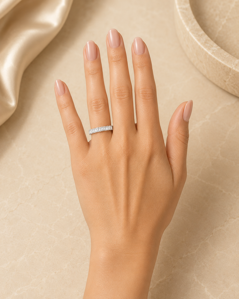 Asterica Emerald Eternity Band