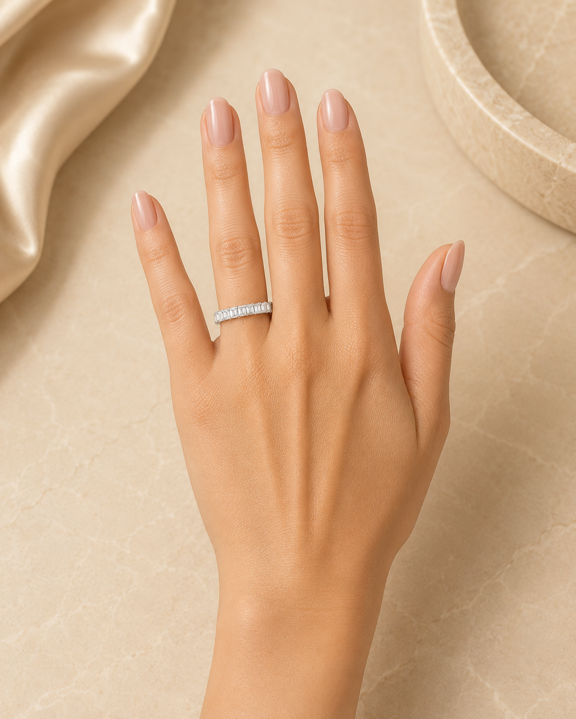 Asterica Emerald Eternity Band