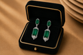 Izzari Noir Emerald Diamond Stud Earrings