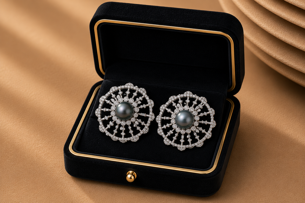 Izzari Aurora Diamond Fan Statement Earrings