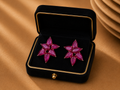 Izzari Rosé Ruby Floral Statement Earrings
