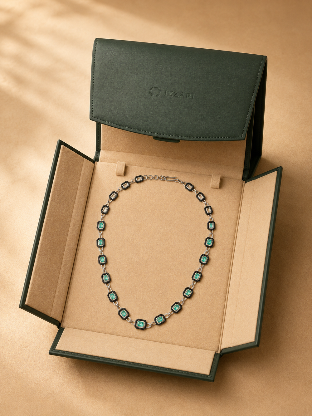 Emerald Diamond Statement Necklace in 18K Gold
