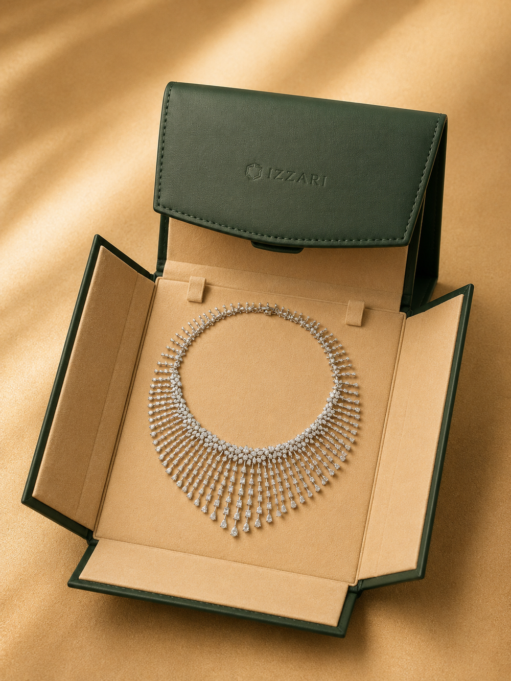 Izzari Majestic Fancy Cut Diamond Statement Necklace in 18K Gold