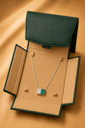 Emerald Accent Diamond Pendant Necklace in 18K Gold