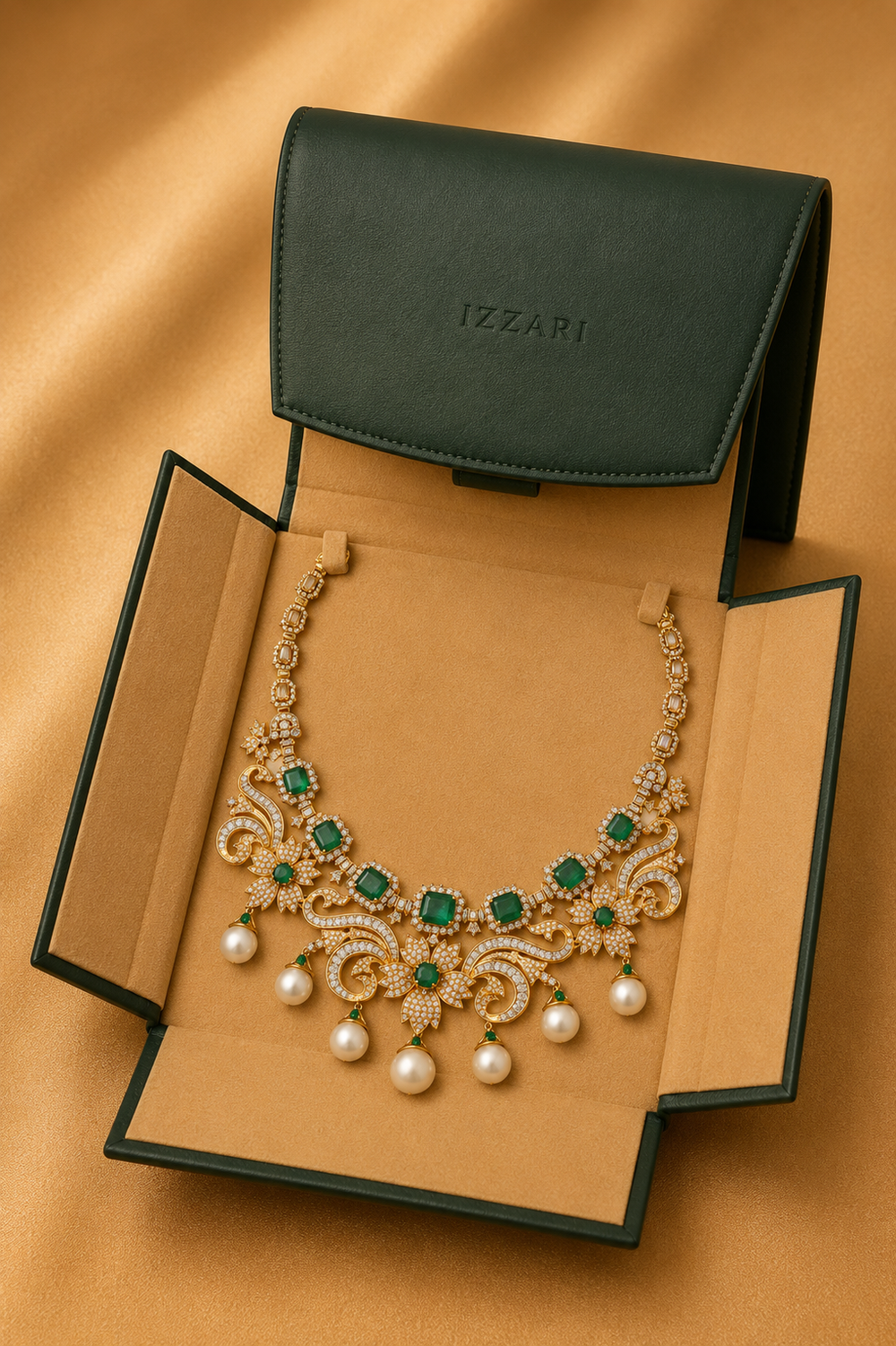 Auric Charm Diamond Drape Necklace in 14K Gold | Luxury Statement Jewellery