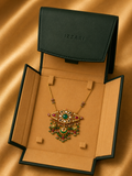 Rajvansh Polki Emerald Statement Necklace in 22K Gold | Luxury Heritage Fine Jewellery