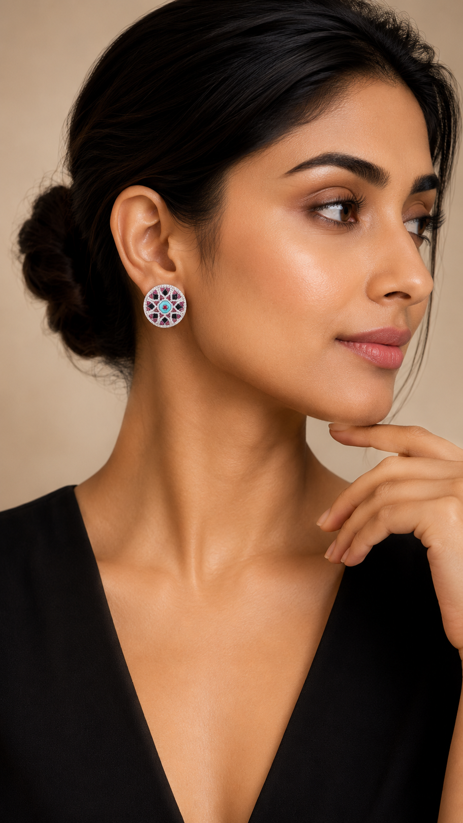 Izzari Rosé Mosaic Gemstone Statement Earrings