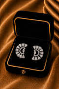 18K White Gold Black Diamond Floral Earrings