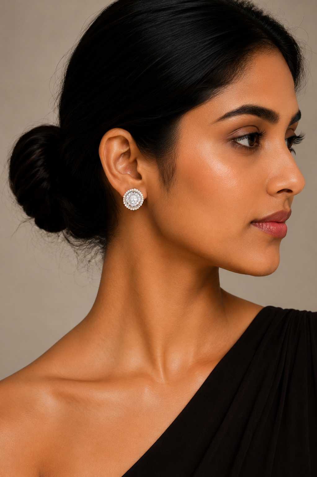 18K White Gold Rose Cut Diamond Halo Earrings
